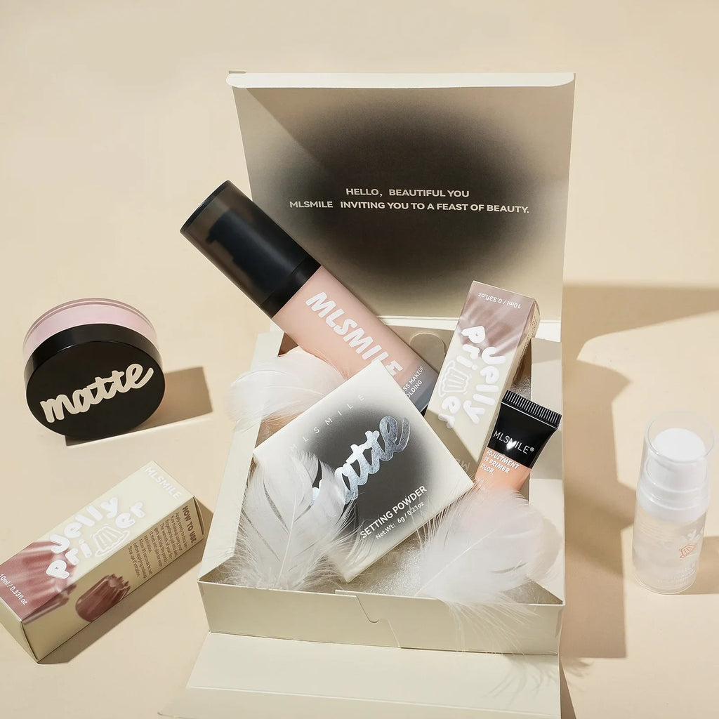 MLSMILE Flawless Base Makeup Set – Foundation, Primer & Powder Face Makeup Set HIP