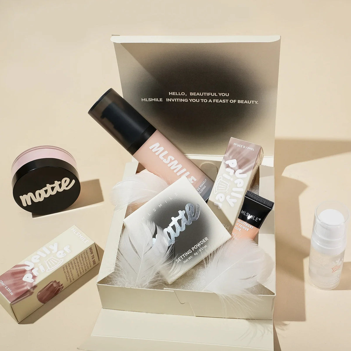 MLSMILE Flawless Base Makeup Set – Foundation, Primer & Powder Face Makeup Set HIP