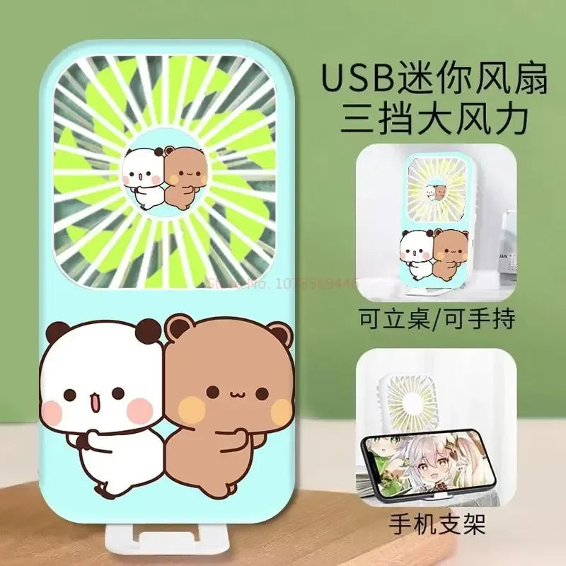 Panda Bubu & Yier USB Mini Fan with Phone Holder | Cute Gift Cartoon Figure Fan HIP