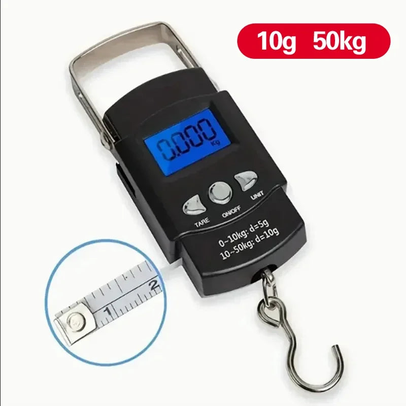 50kg Portable Digital Hanging Scale with Retractable Tape Digital Hanging Scale HIP 10g 50kg