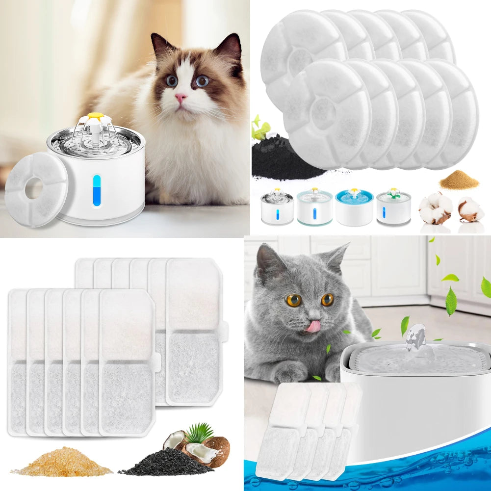 Pack of 8/12 Pet Water Fountain Filters Cat Dog Replacement Activated Carbon Filter Multiple Filtration Fit for 1.6L/2L/2.4L/3L HIP