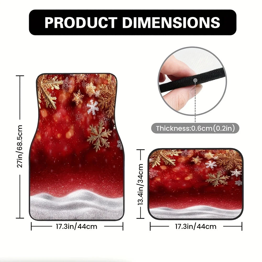 Set of 4 Christmas Car Floor Mats – Festive Red Snow Design Car Floor Mats HIP