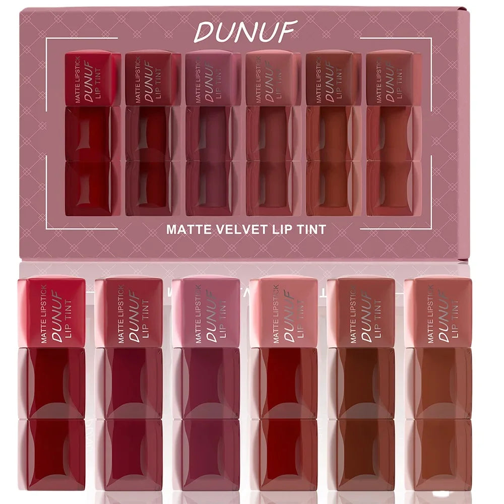 DUNUF 6-Piece Velvet Matte Lipstick Set – Waterproof Lip Tint Matte Lipstick Set HIP
