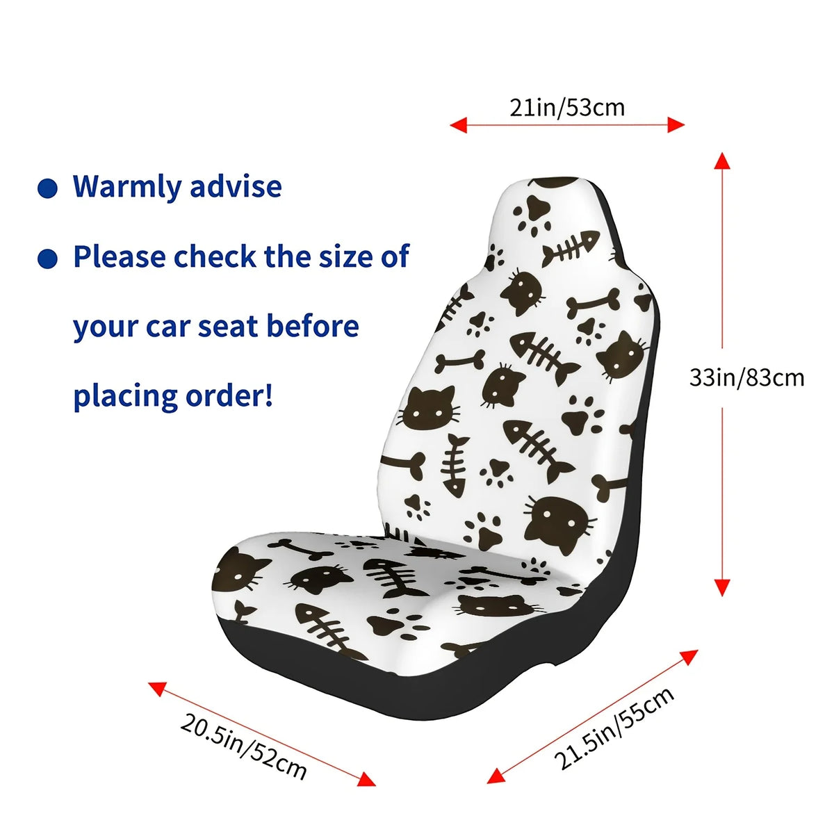 Cat Paw & Fishbone Print Car Seat Cover – Easy Install Car Seat Cover HIP