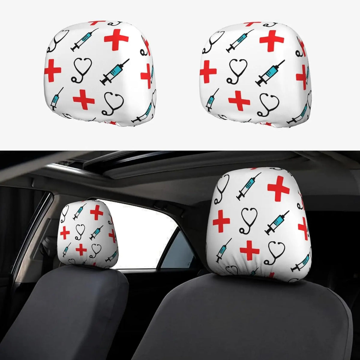 RN Registered Nurse Car Headrest Covers – 2-Pack Universal Car Headrest Cover HIP 1