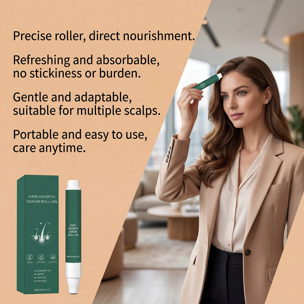 Rosemary Oil Hair Growth Serum Roll-On | Biotin & Caffeine 20ml Hair Growth Serum HIP