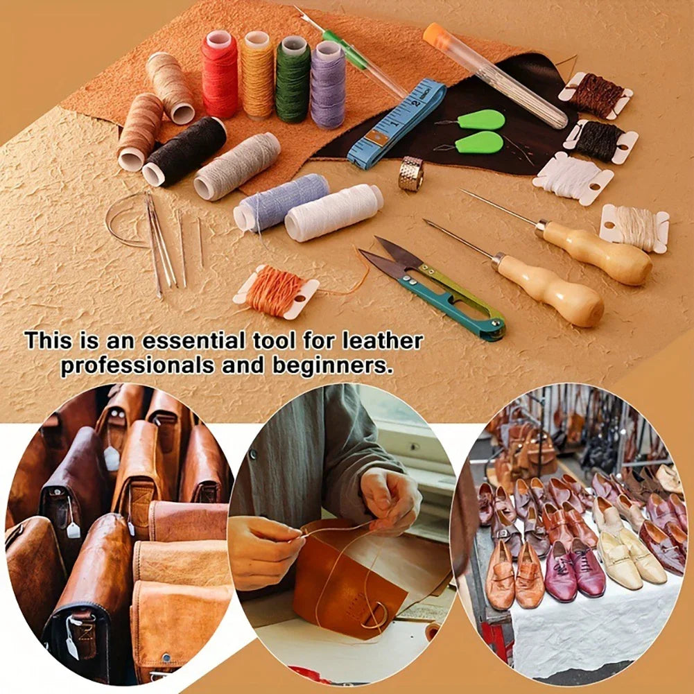 Portable Bag Repair Wallet Making Leather Working Leather Hand Sewing Kit 27/57Pcs DIY Stitching Tool Leather Craft Tools Set HIP