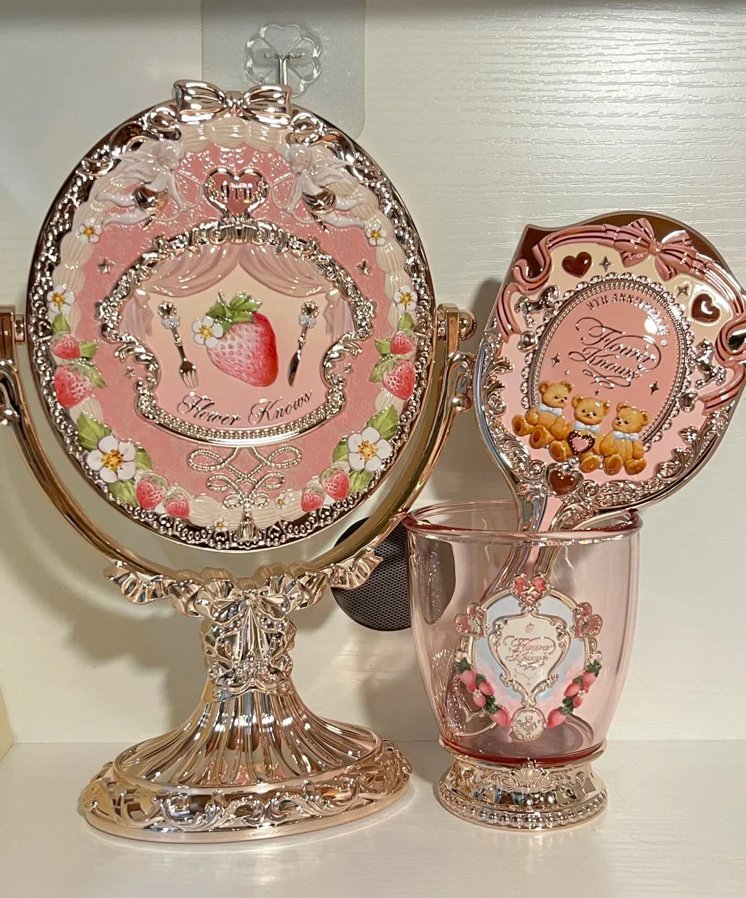 Flower Knows Limited Mirror Comb & Brush Pot Gift Set Makeup Mirror Gift Set HIP