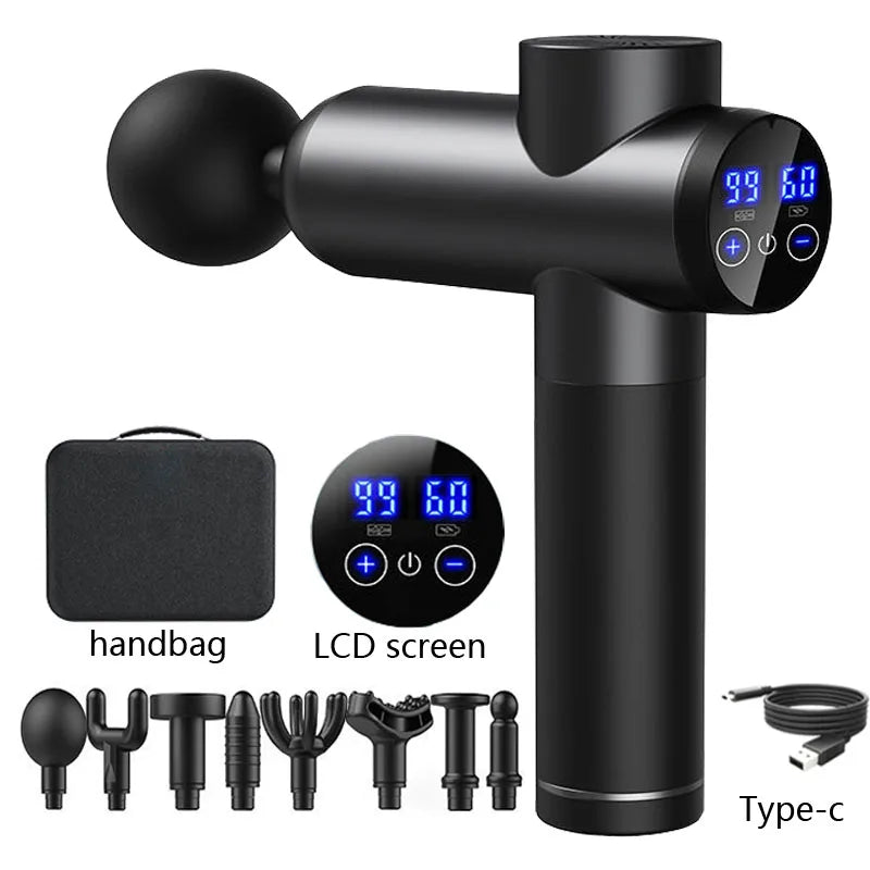 ZHYHZ Fascia Massage Gun – 99 Speed, LCD, 8 Heads Percussion Massage Gun HIP A7 Gray Tpye-C charing Russian Federation