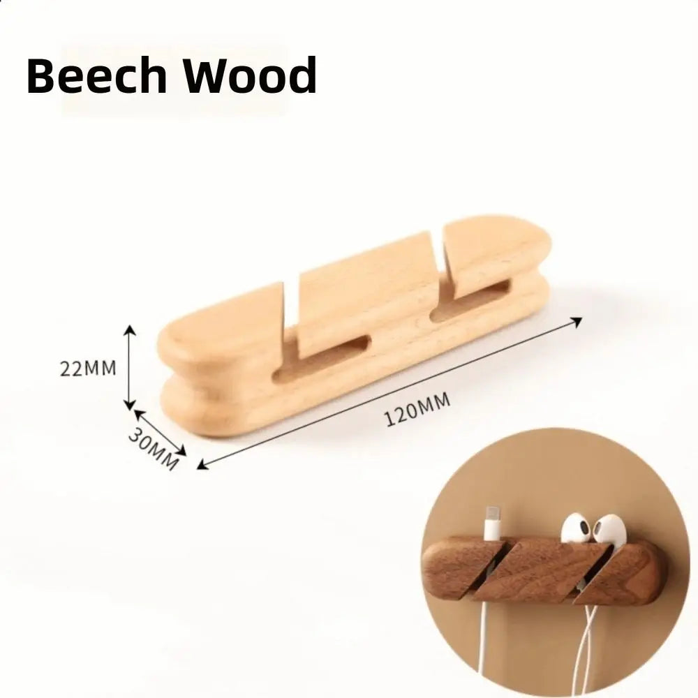 Wooden Cable Clamp Self-Adhesive Wire Organizer 2/3 Slots Cable Organizer Clip HIP