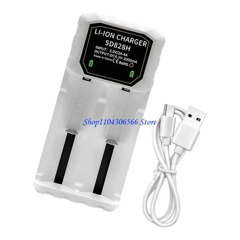 2-Bay Adjustable Battery Charger – 18650/26650/32650 USB-C Battery Charger Dock HIP