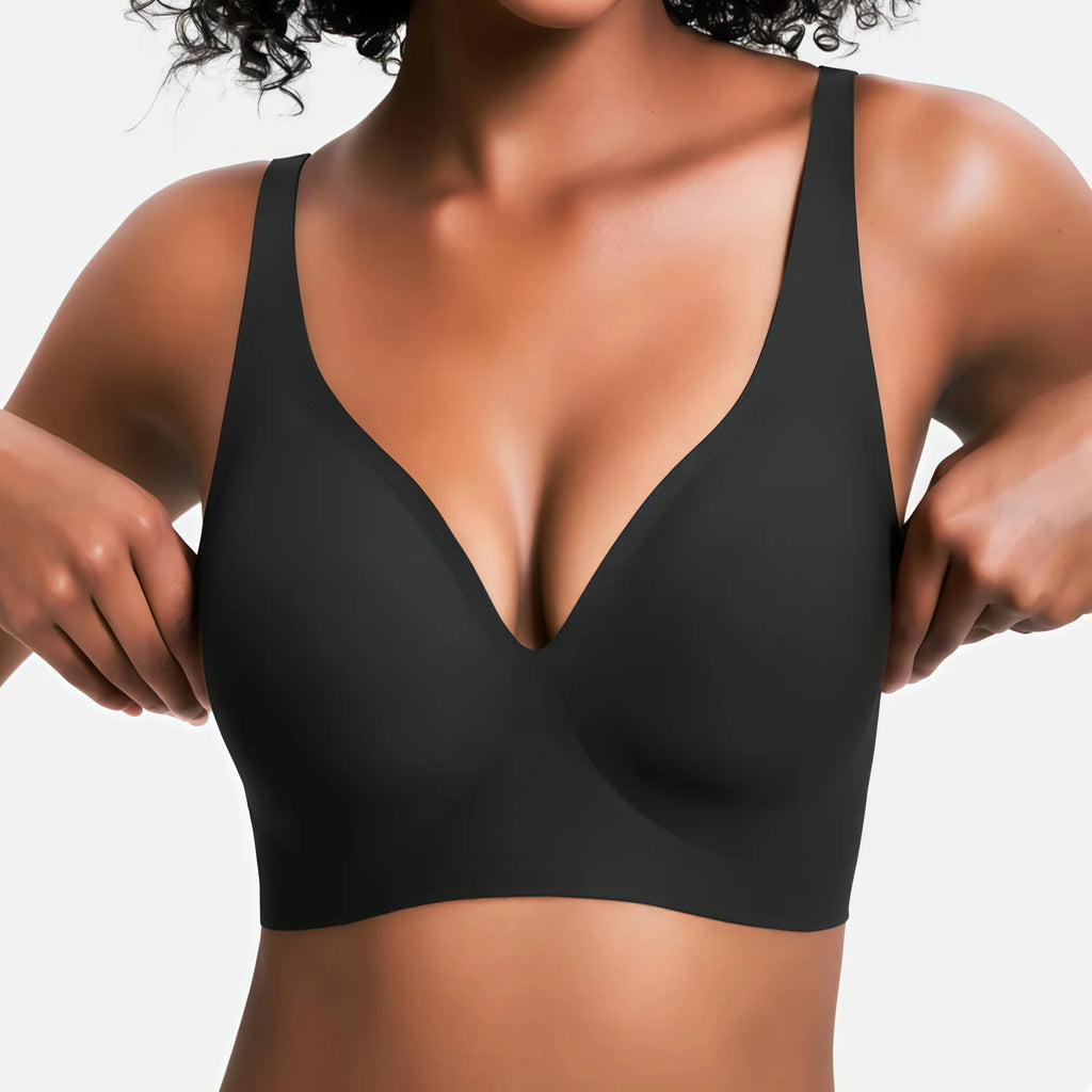 Zeriluna Seamless Wireless Push-Up Bra – Invisible & Breathable Wireless Push-Up Bra HIP Black S