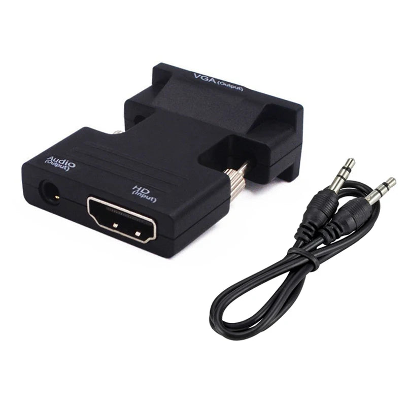 HDMI to VGA Adapter 1080P with 3.5mm Audio – PS4, Laptop, Projector Video Adapter HIP