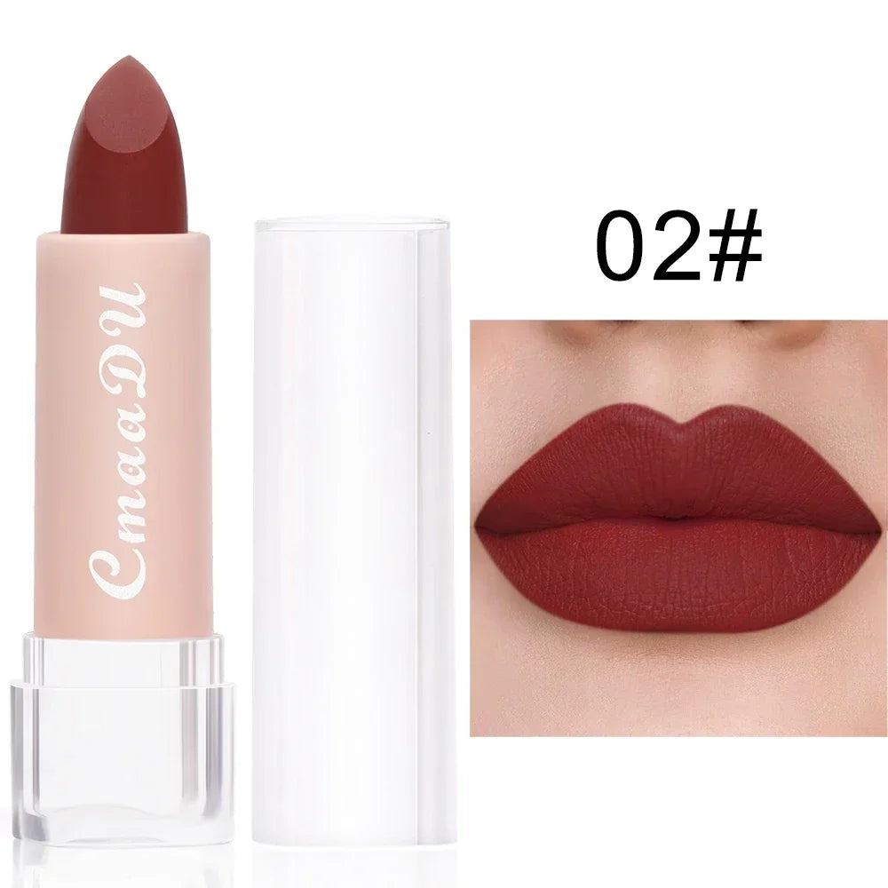 15 Colors Lipstick Waterproof Long Lasting Matte Velvet Mental Beauty Lip Gloss Nude Glitter Lip Gloss Beauty Red Lip Tint New HIP 02