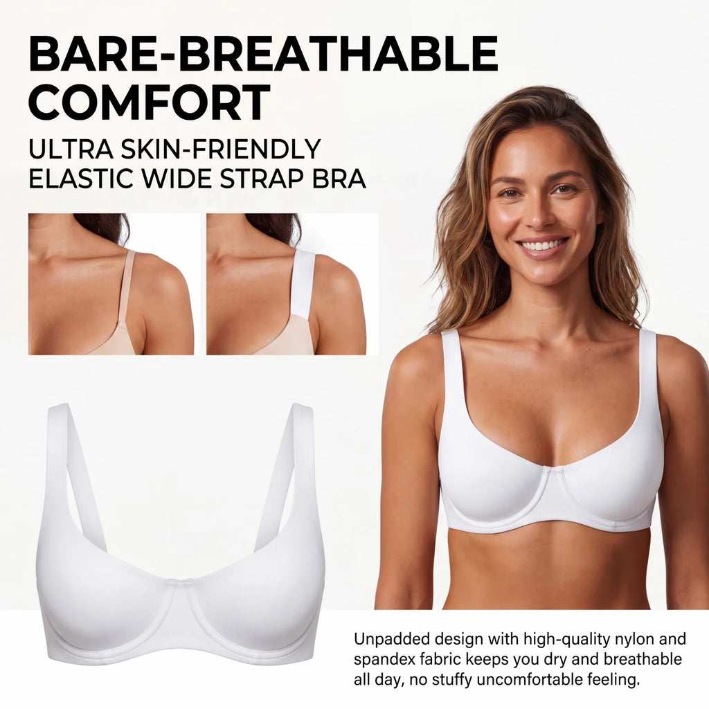 Zeriluna Women's Underwire Unlined Seamless Bra | Wide Straps Women's Underwire Bra HIP