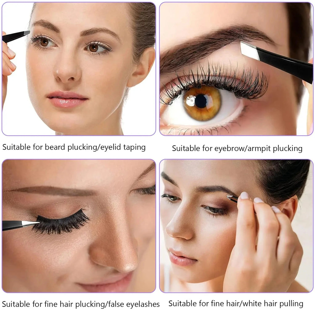 RUZOFO 4-Piece Stainless Steel Eyebrow Tweezer Set Eyebrow Tweezer Set HIP