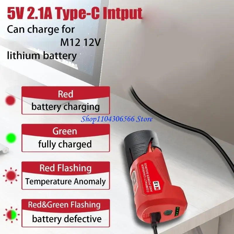 12V USB Power Adapter for N12 Battery – Portable Charger Battery Charging Adapter HIP