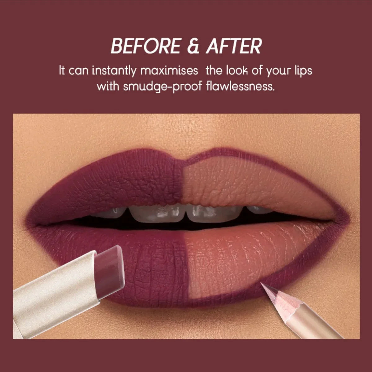 USHAS 12-Color Matte Lip Liner & Lipstick Set | Long Lasting Lip Liner & Lipstick Set HIP