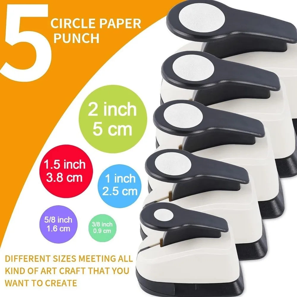 Circular Hole Punch Set – 5 Sizes, DIY Paper & Foam Craft Circle Hole Punch HIP