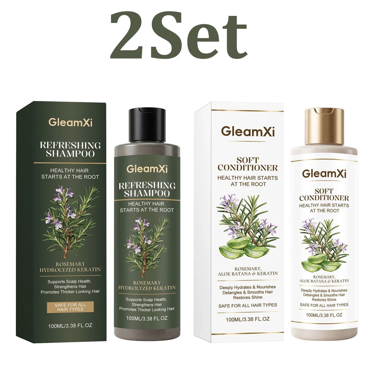 Rosemary Shampoo & Conditioner Set – Keratin & Hydrating Shampoo Conditioner Set HIP 2 Set
