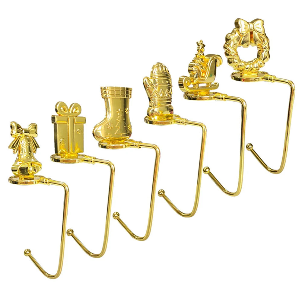 2026 New Year Christmas Fireplace Hooks for Hanging Stockings Metal No Glue Table Edge Hooks Decorative Quick Setup Home Hooks HIP