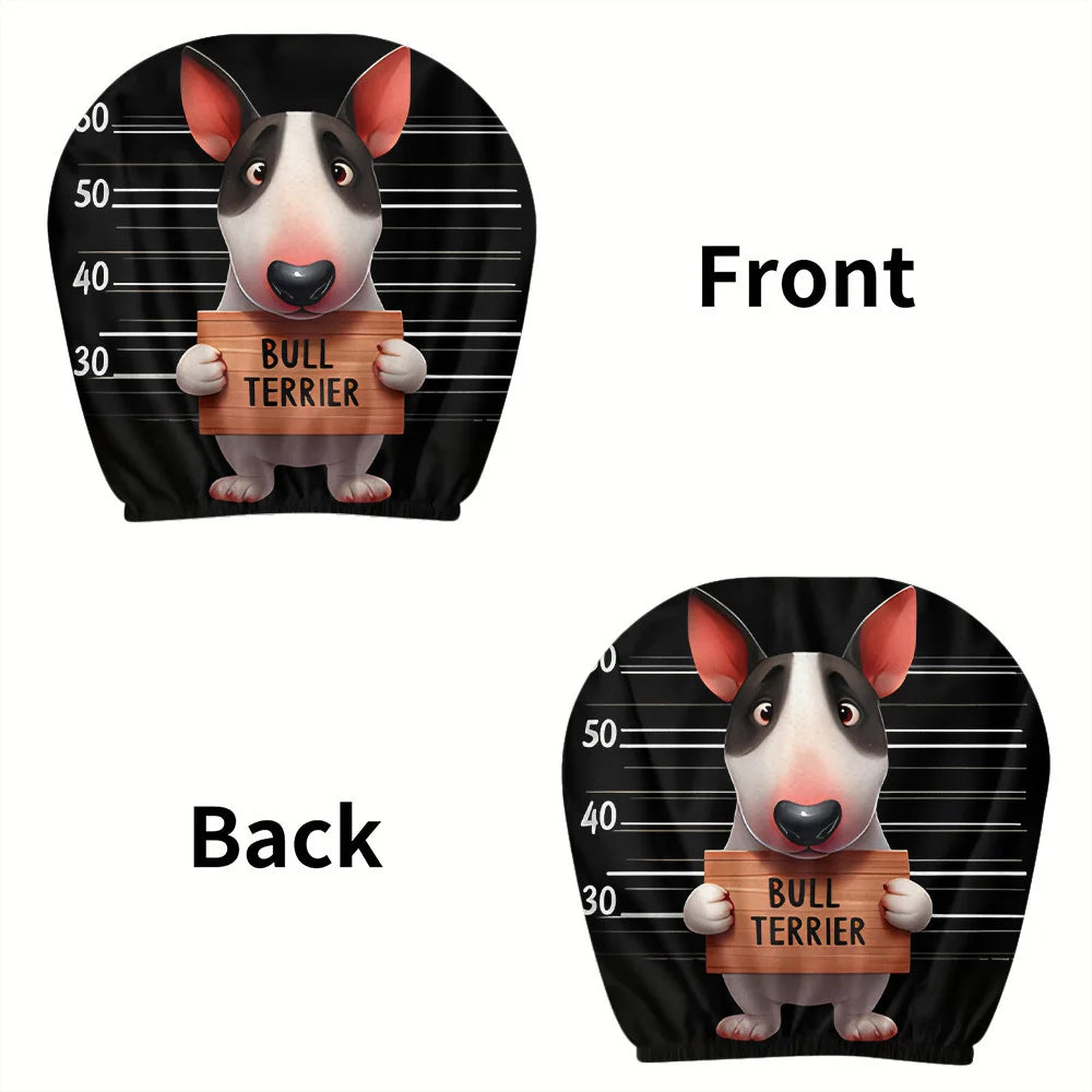 2-Pack Bull Terrier Headrest Covers – Funny Car Interior Decor Car Headrest Cover HIP black