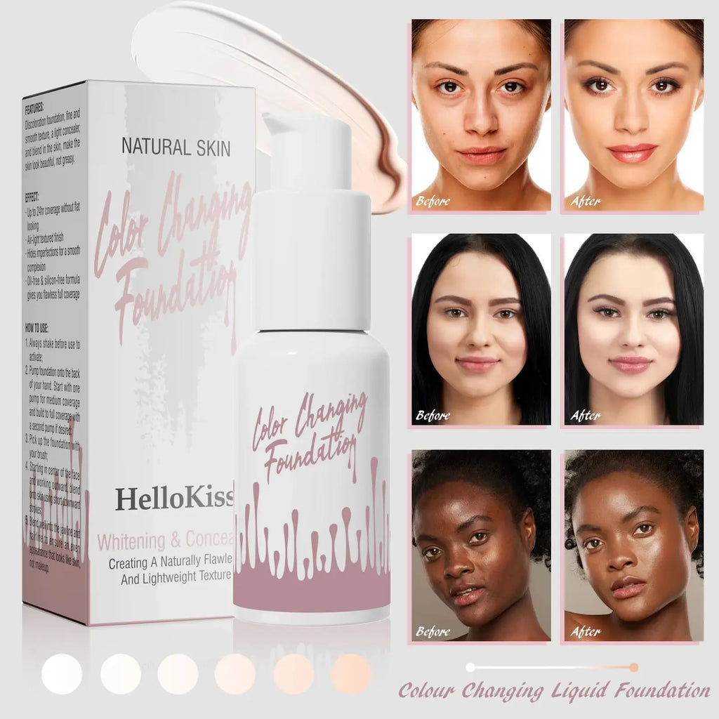 Hello Kiss Color-Changing Liquid Foundation – Oil Control Liquid Foundation HIP