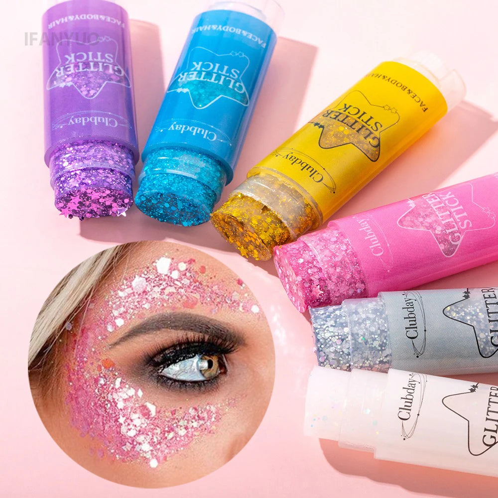 Sparkling Sequins Glitter Gel Stick Highgloss Shine White Pearl Pink Eyeshadow Glitter Face Body Painting Brighten Stage Makeup HIP