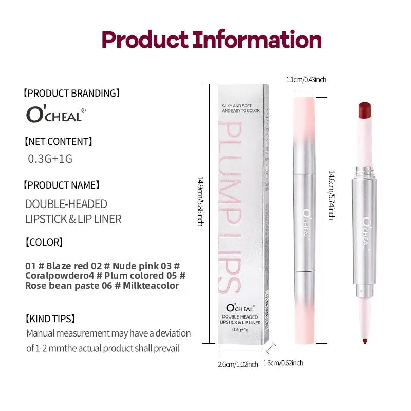 OCHEAL 2-in-1 Matte Lip Liner & Lipstick Pen | Long-Lasting Lip Liner Lipstick HIP