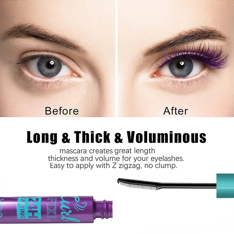 Colorful Slender Mascara Waterproof Fast Drying Curling Eyelashes Multicolor Lashes Makeup Long Lasting Blue Green Cosmetic HIP