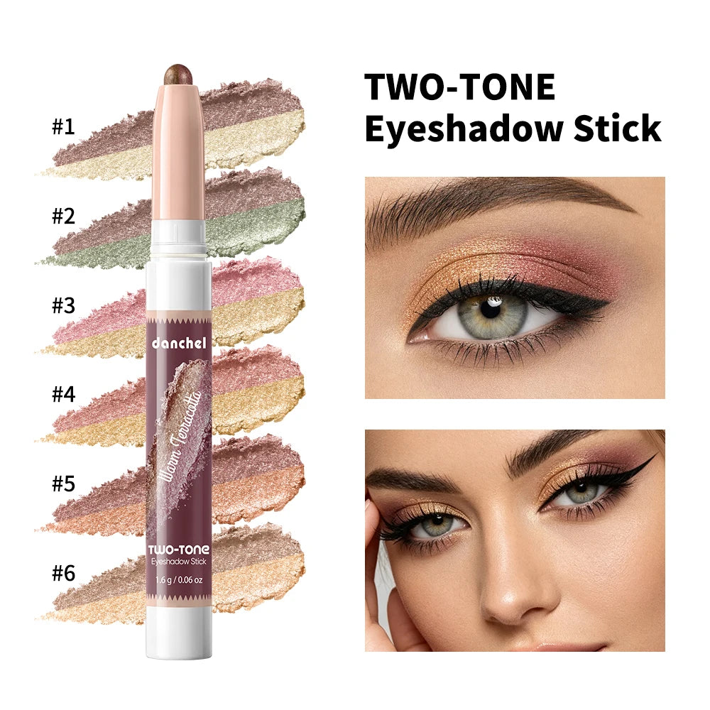 Waterproof Dual Color Eye Shadow Stick Sweat Proof Long Wear Highlighter Pencil Shimmer Cream Formula Bright Matte Finish Makeup HIP