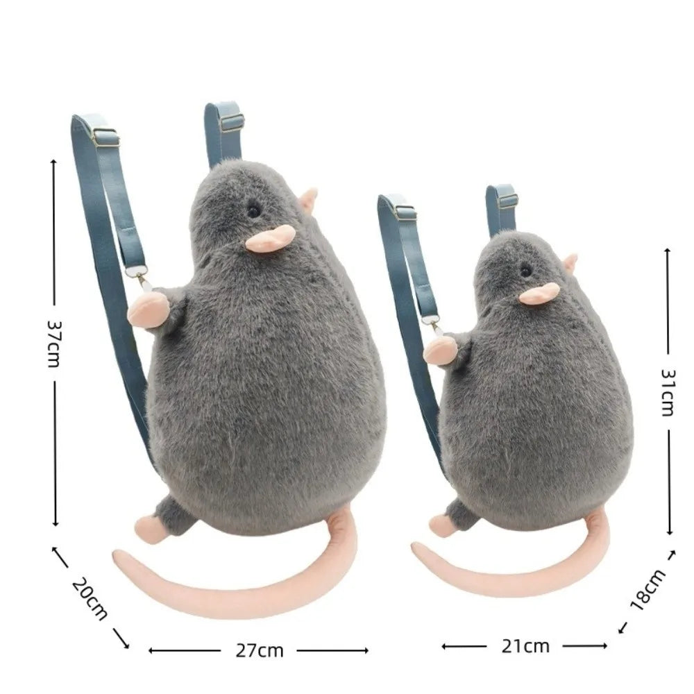 Cartoon Mouse Plush Backpack – Cute Flower Branch Rat Doll Plush Animal Backpack HIP