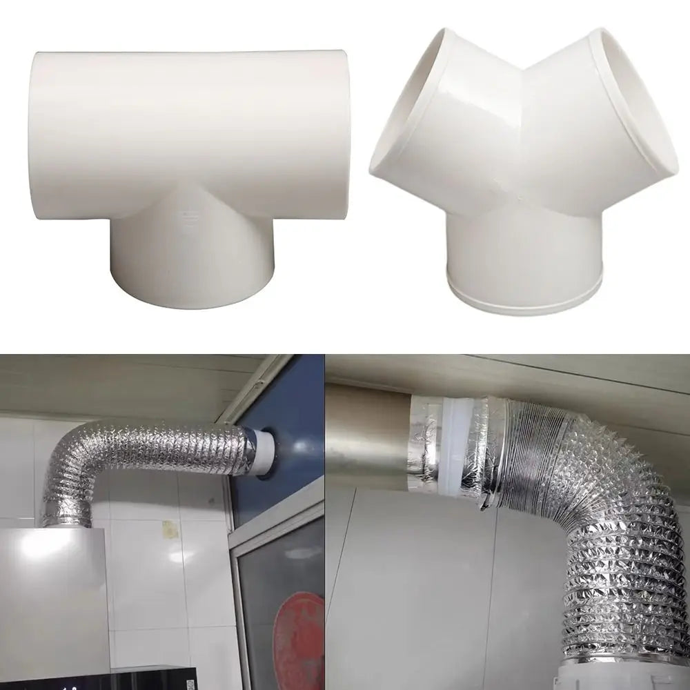 PVC T/Y Duct Connector 100/150/200mm – 3-Way Ventilation PVC Duct Connector HIP