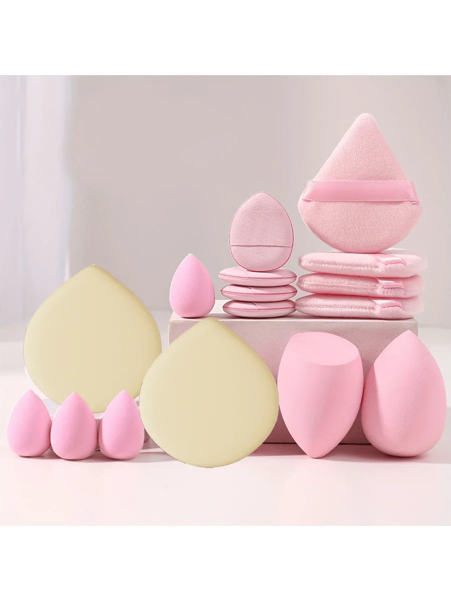16-Piece Pink Makeup Sponge & Puff Blending Set | HIP Makeup Sponge Set HIP SHE133-16pink