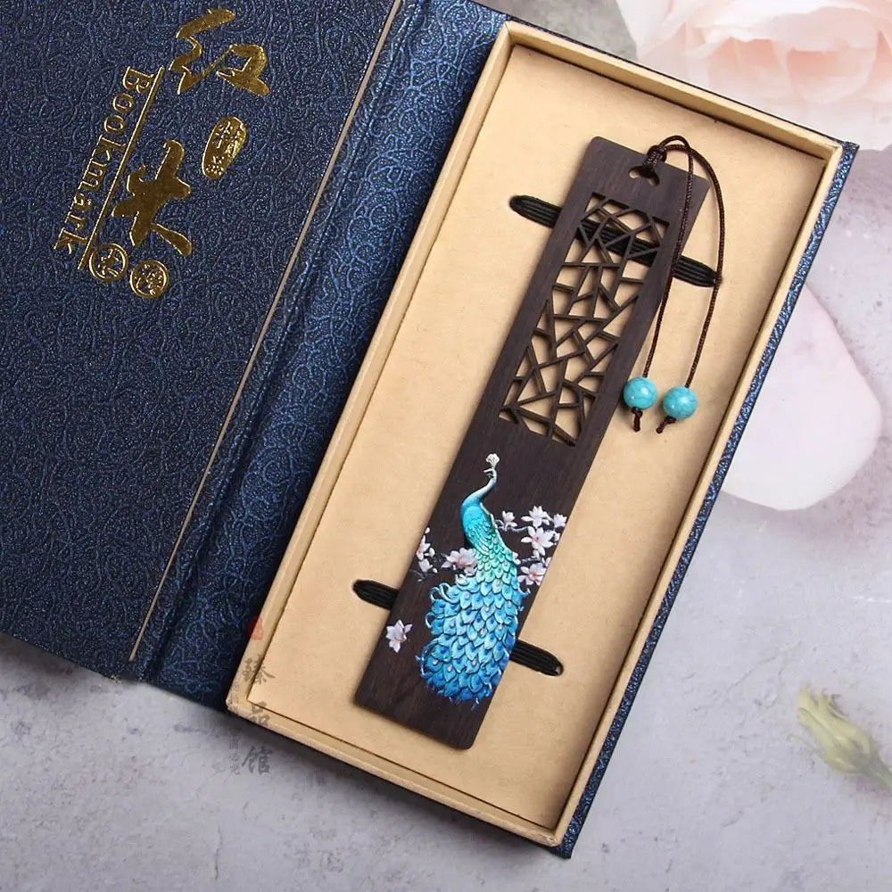 Carved Ebony Wood Bookmark – Chinese Retro Style Gift Wooden Bookmark HIP