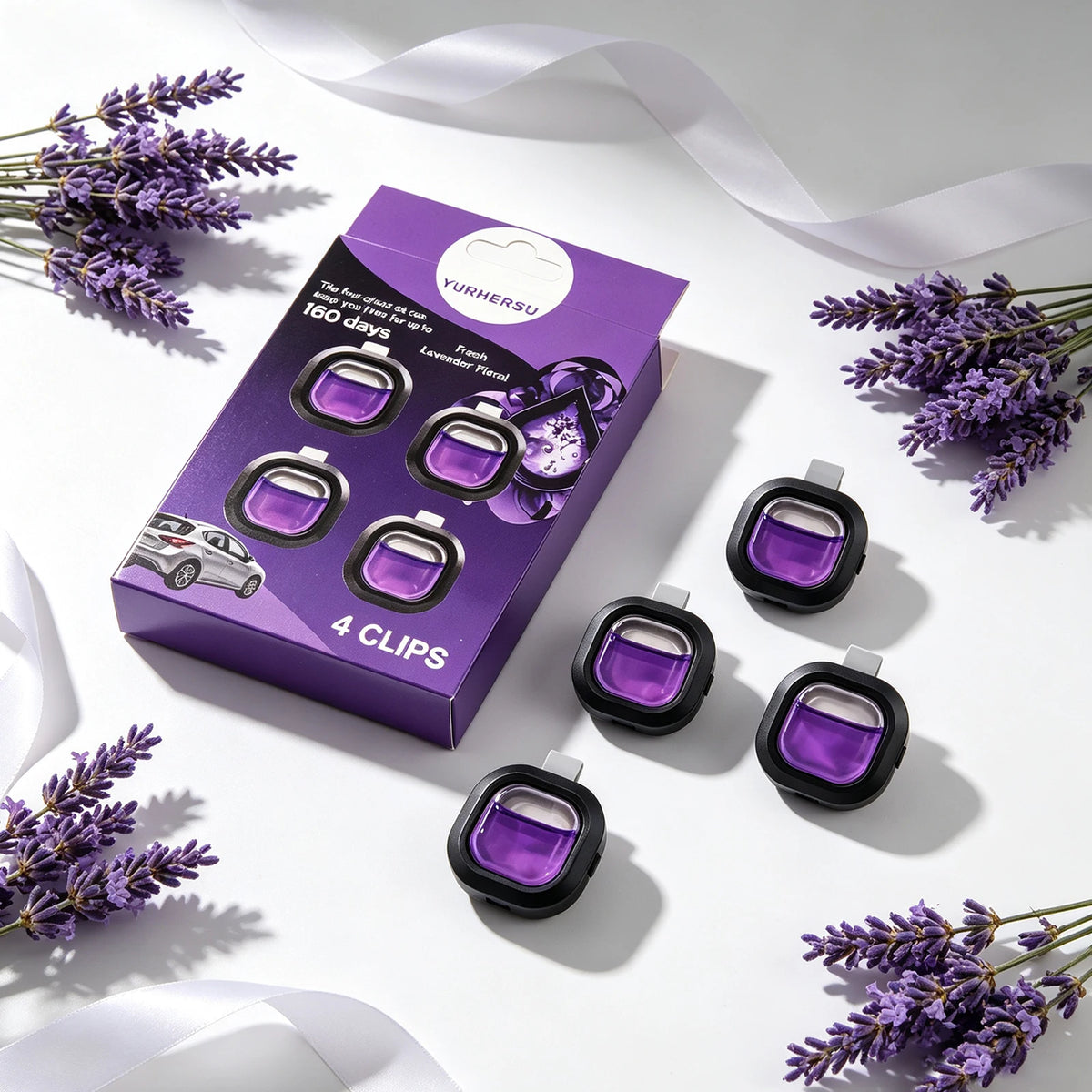 REACH Certified Car Vent Clip Air Freshener – Marine Scent 4-Pack Car Air Freshener HIP Lavender2pcs Ocean 5ml