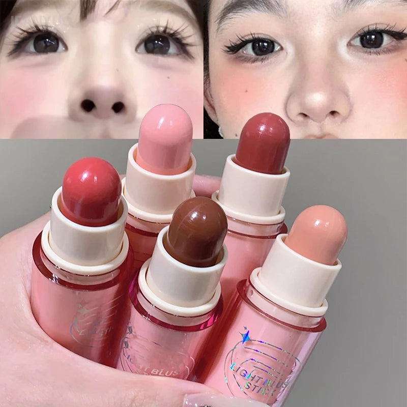 Lightweight Blush Stick Multi Functional Waterproof Long Lasting Easy Color Nude Pink Brown Blusher Cosmetics Bar Korean Makeup HIP
