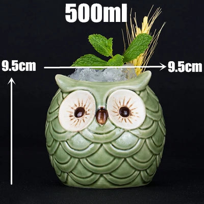 500ml Owl Tiki Mug – Ceramic Porcelain Beer & Wine Cup Ceramic Tiki Mug HIP 1pcs 500ml 401-500ml