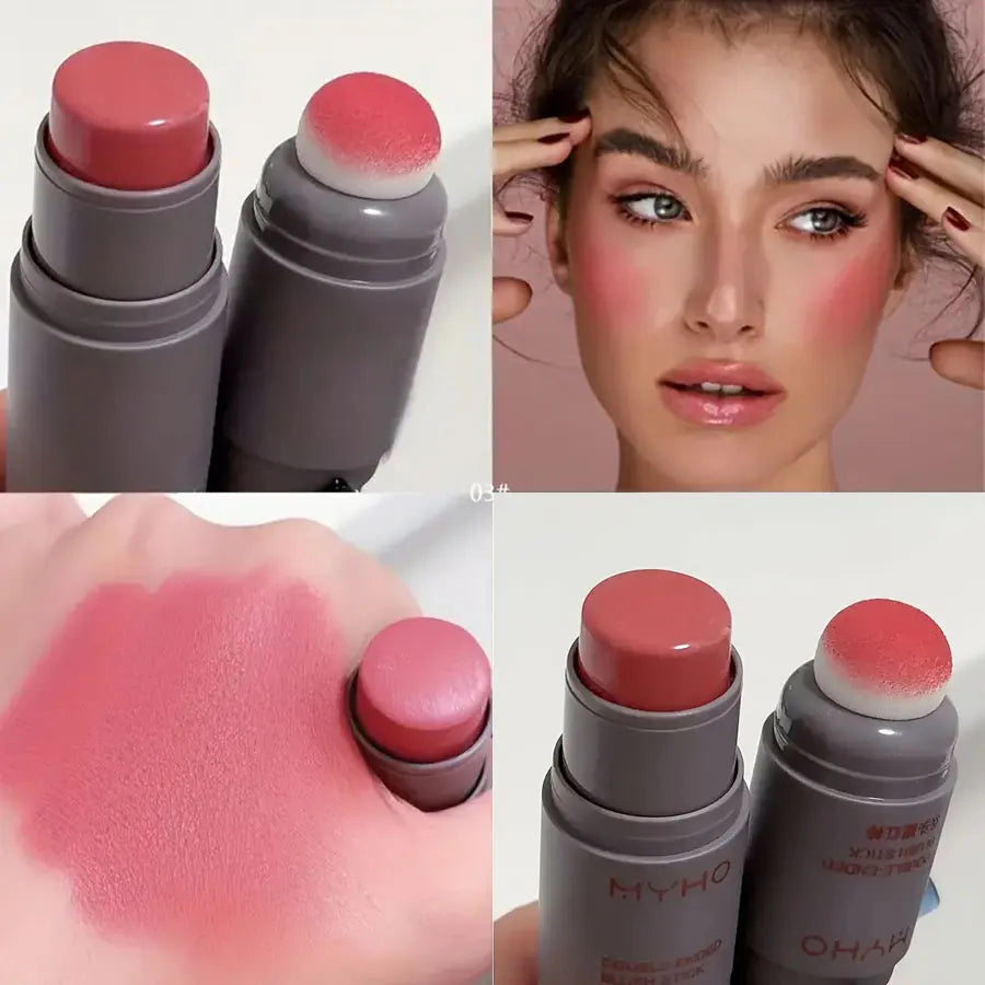 Blush Stick Double-ended Expansive Color Natural Long Lasting Matte Makeup Monochrome Creamy Rouge Blush Stick HIP