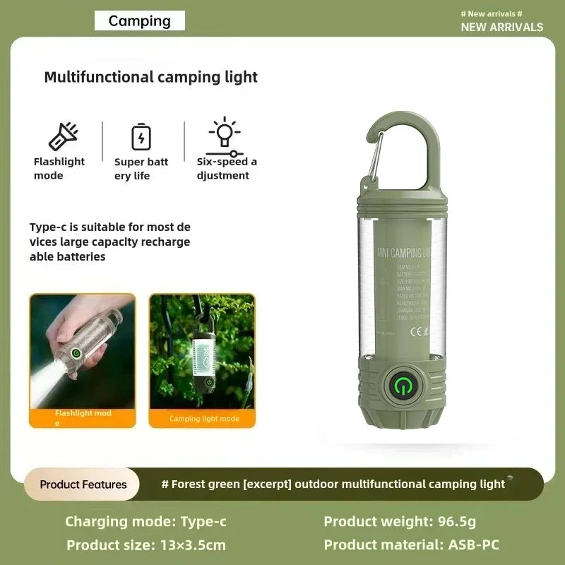 ESMARTER Rechargeable LED Camping Lantern & Flashlight Camping Lantern Flashlight HIP LY19 Green