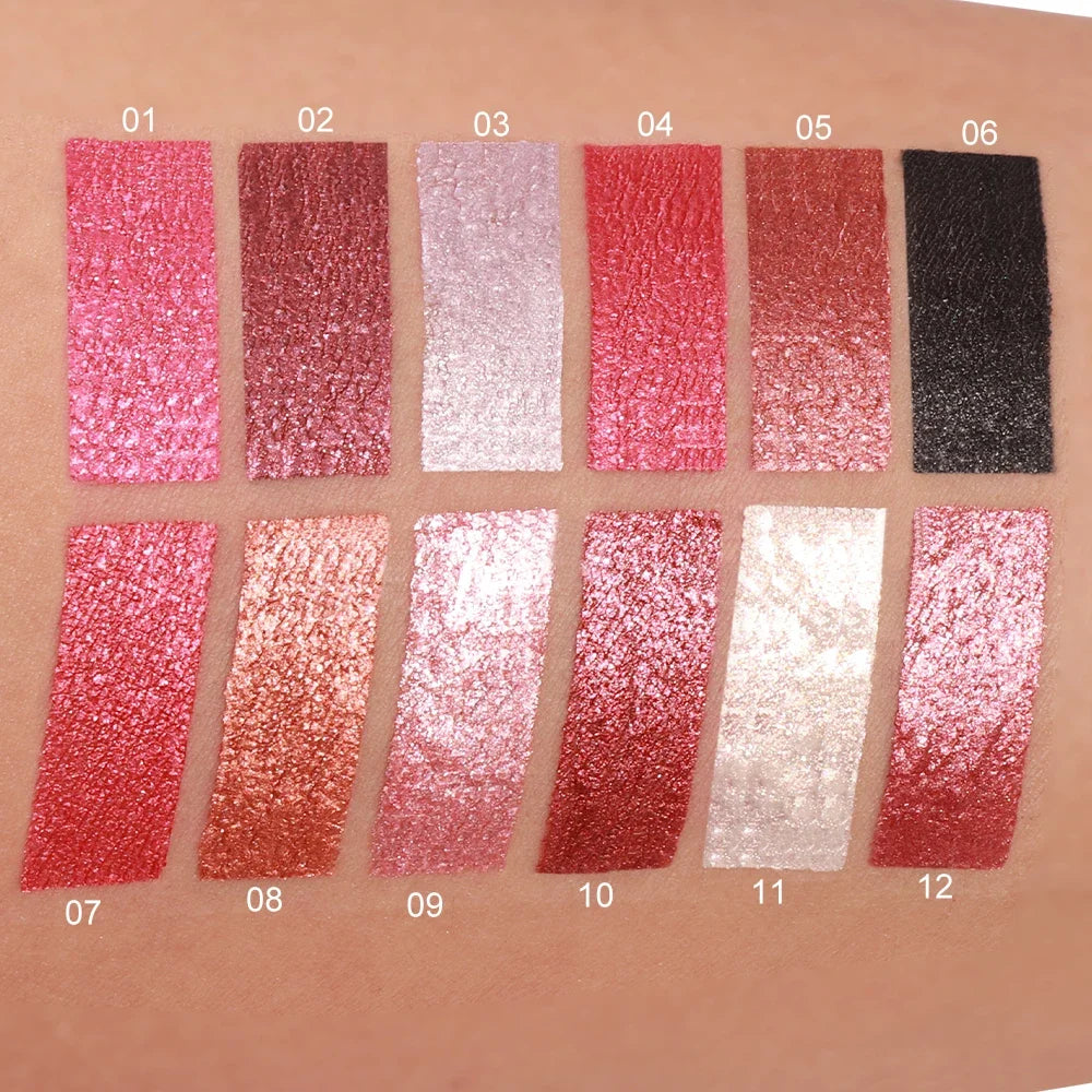 DUNUF Diamond Shimmer Lip Gloss – 12 Colors, Waterproof Shimmer Lip Gloss HIP