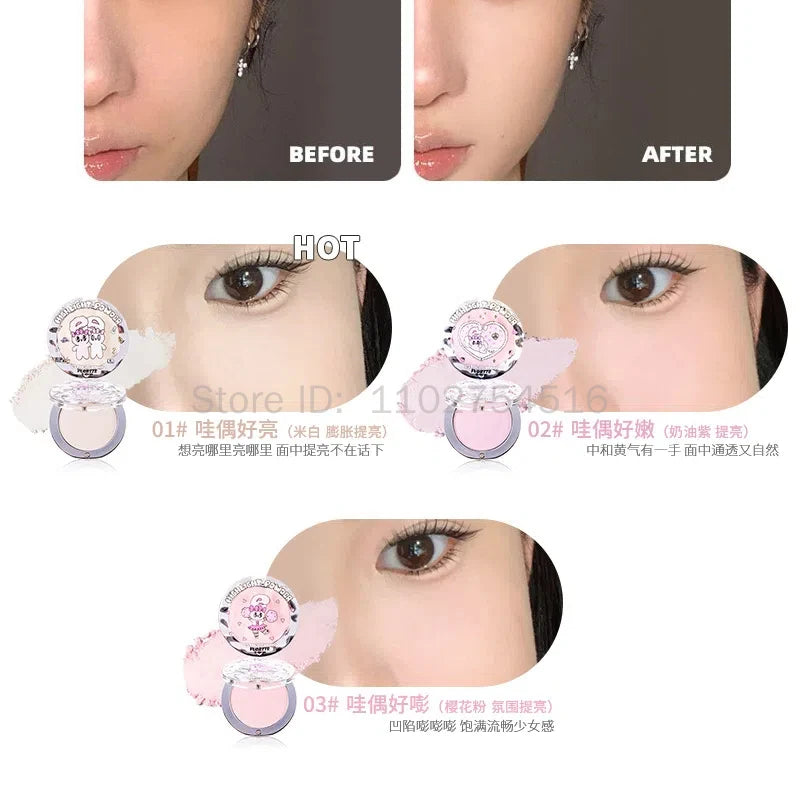 FLORTTE BUNNY Highlighter Powder & Facial Blush – Glow Highlighter Blush Powder HIP