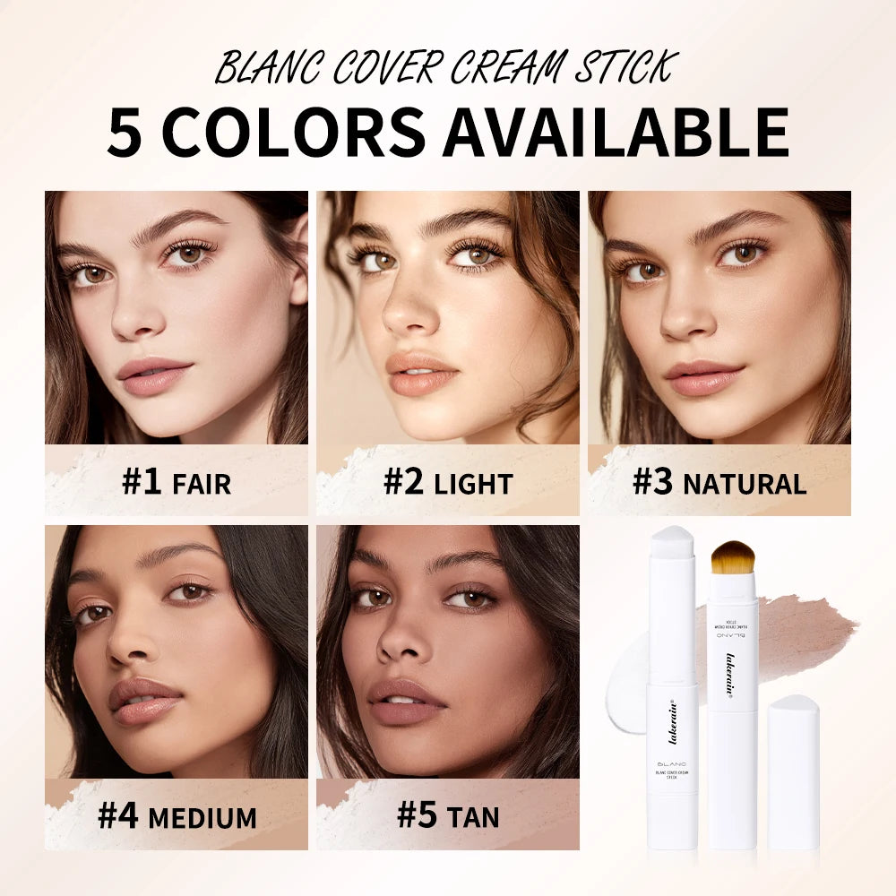 Color Changing Foundation Stick Korean Cover Cream Stick High Coverage Waterproof Dual-Ended with Brush Base Makeup HIP