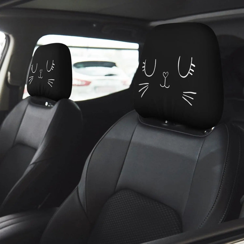 2-Pack Cat Print Car Headrest Covers – Elastic & Washable Car Headrest Cover HIP