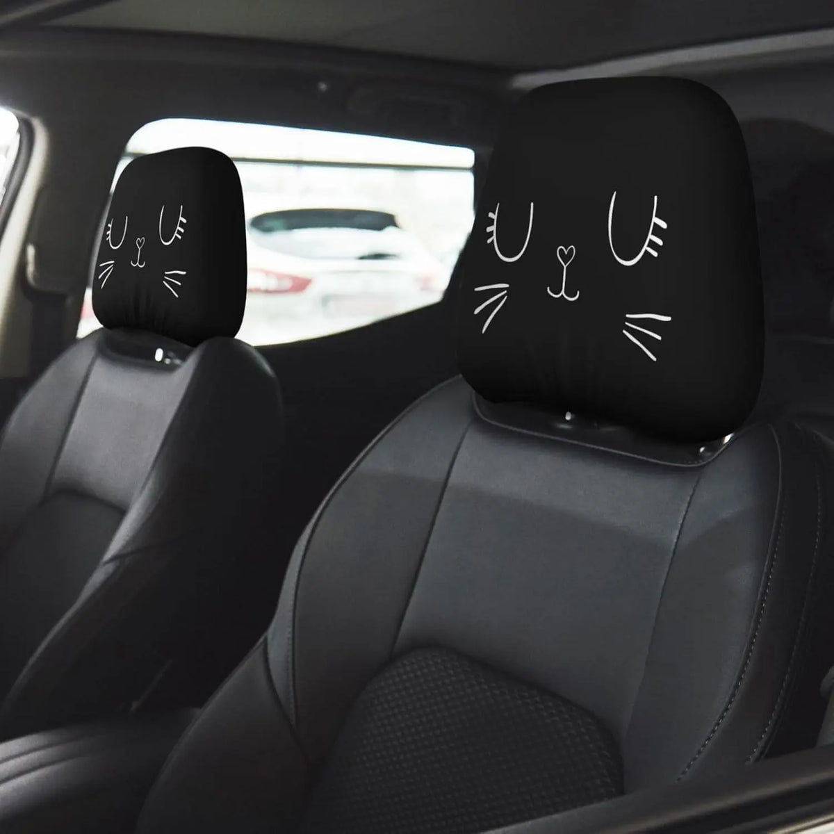 2-Pack Cat Print Car Headrest Covers – Elastic & Washable Car Headrest Cover HIP