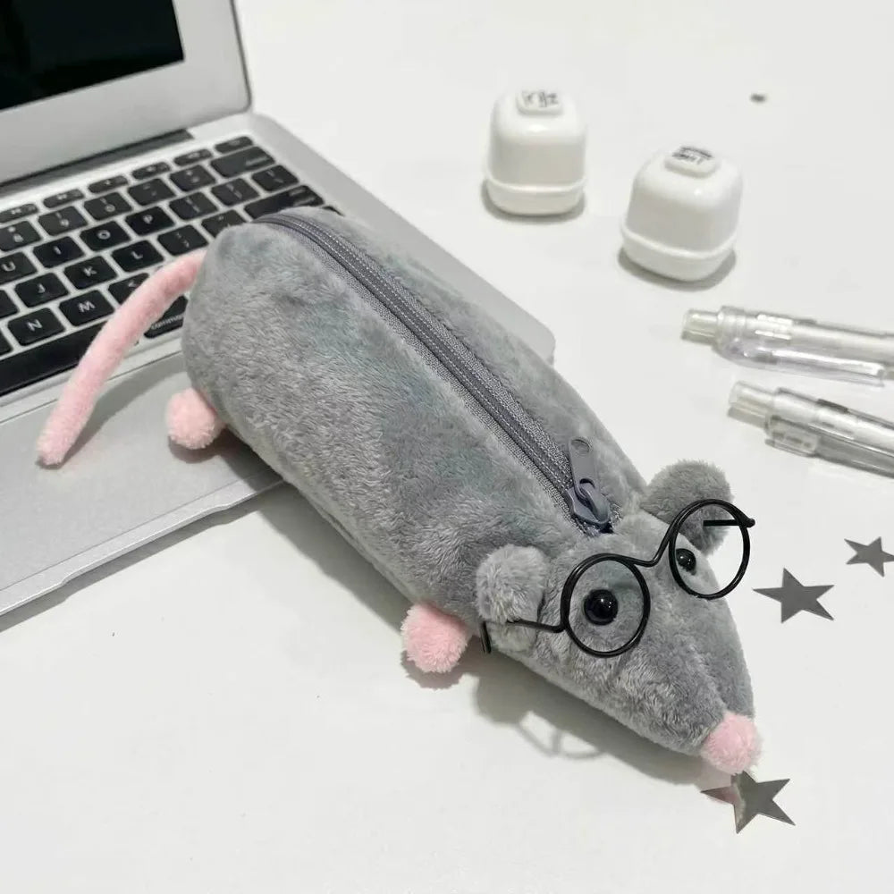 Cartoon Mouse Pencil Bag – Large Capacity Plush Stationery Pouch Novelty Pencil Case HIP A2