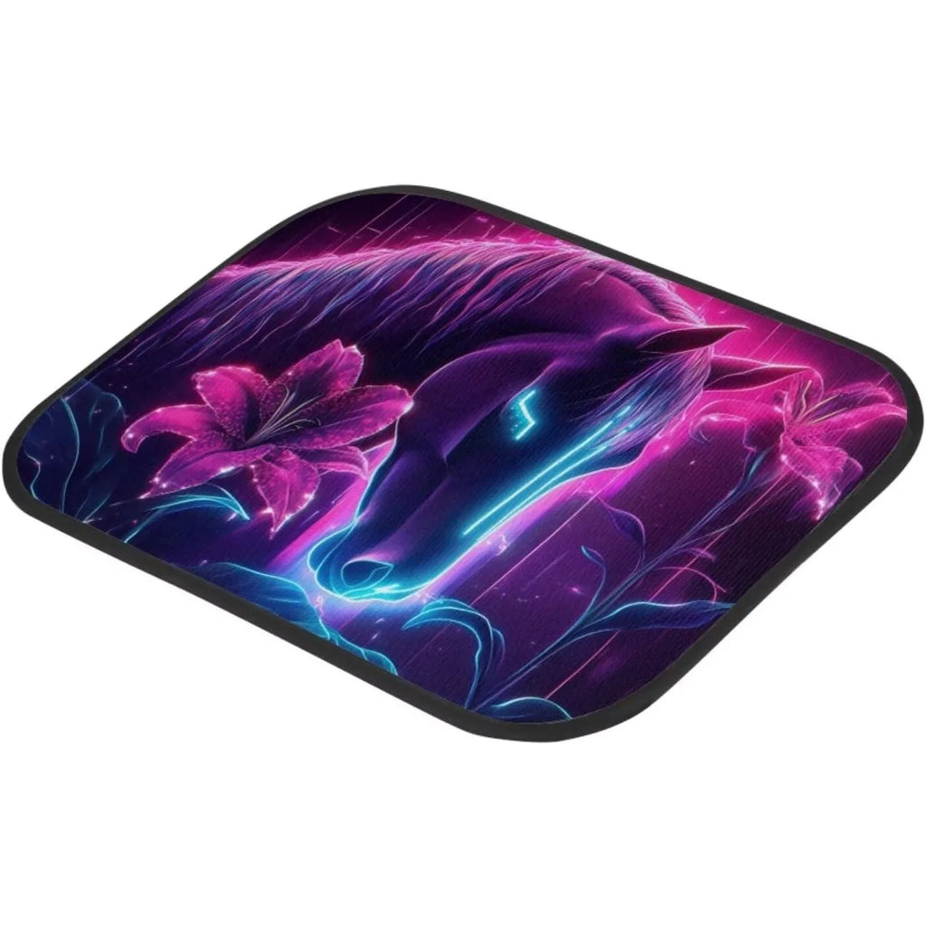 Neon Horse Print Car Floor Mats 4pc – Nonslip Universal Fit Car Floor Mats HIP