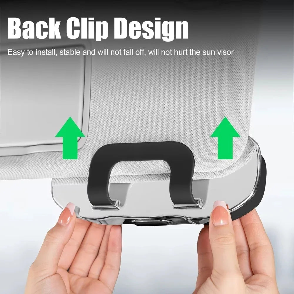 Car Sun Visor Glasses Holder – Anti-Shake Press-Open Box Car Visor Organizer HIP