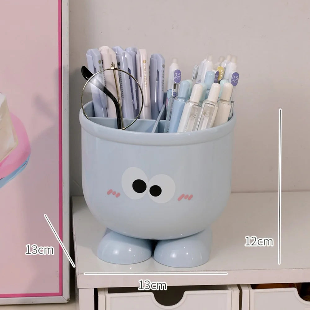 Cute Cartoon Pen Holder – Plastic Desktop Desk Organizer Desktop Pen Organizer HIP Blue1