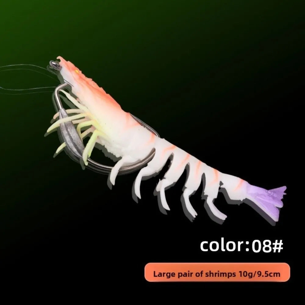 TPE Soft Shrimp Fishing Lure 9.5cm 10g – Pre-Rigged Prawn Bait Soft Fishing Lure HIP
